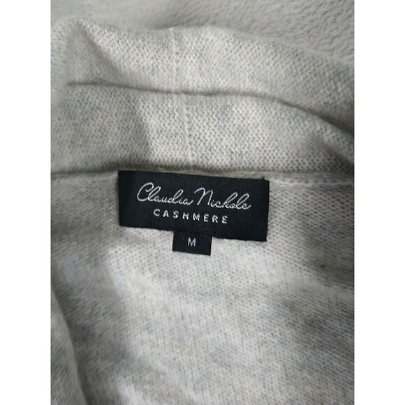 Claudia Nichole 100% Cashmere Open Front Cardigan Size Medium Gray Soft Longline - Picture 2 of 7